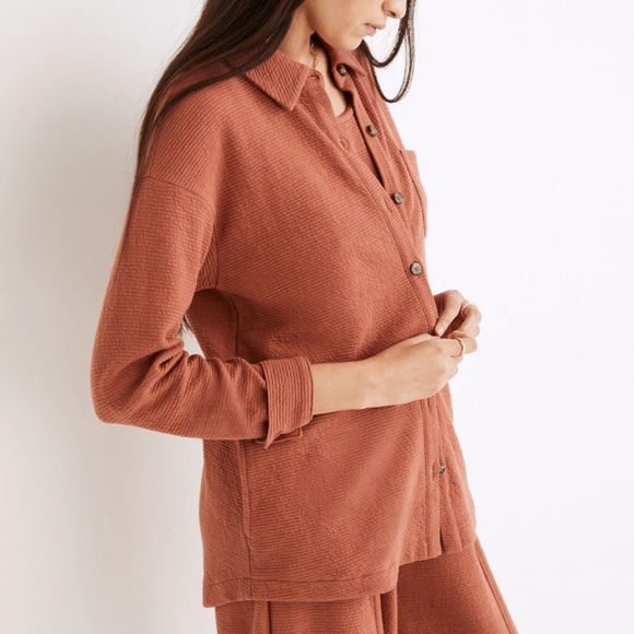 Madewell Textural Knit Shirt-Jacket Weathered Brick Size M - Picture 2 of 14